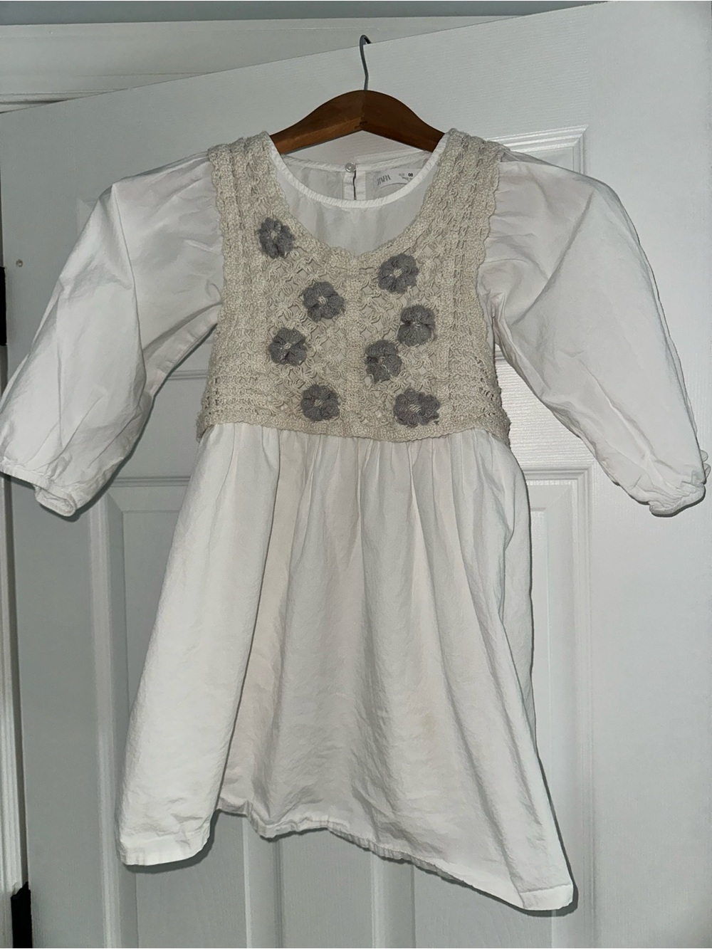Kids Cream Floral Knit Bodice Dress, Zara size 8